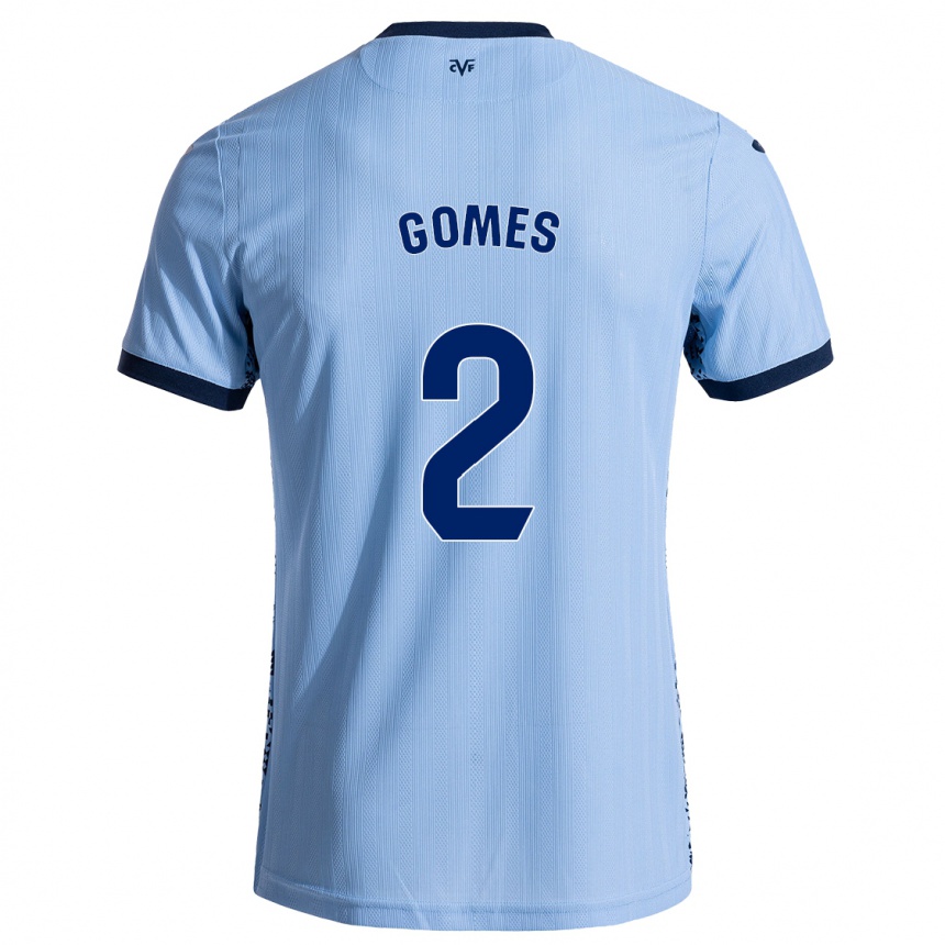 Kids Football Vique Gomes #2 Sky Blue Away Jersey 2024/25 T-Shirt Nz