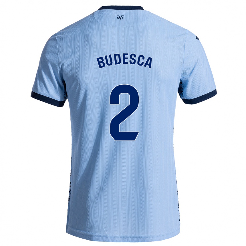 Kids Football Daniel Budesca #2 Sky Blue Away Jersey 2024/25 T-Shirt Nz