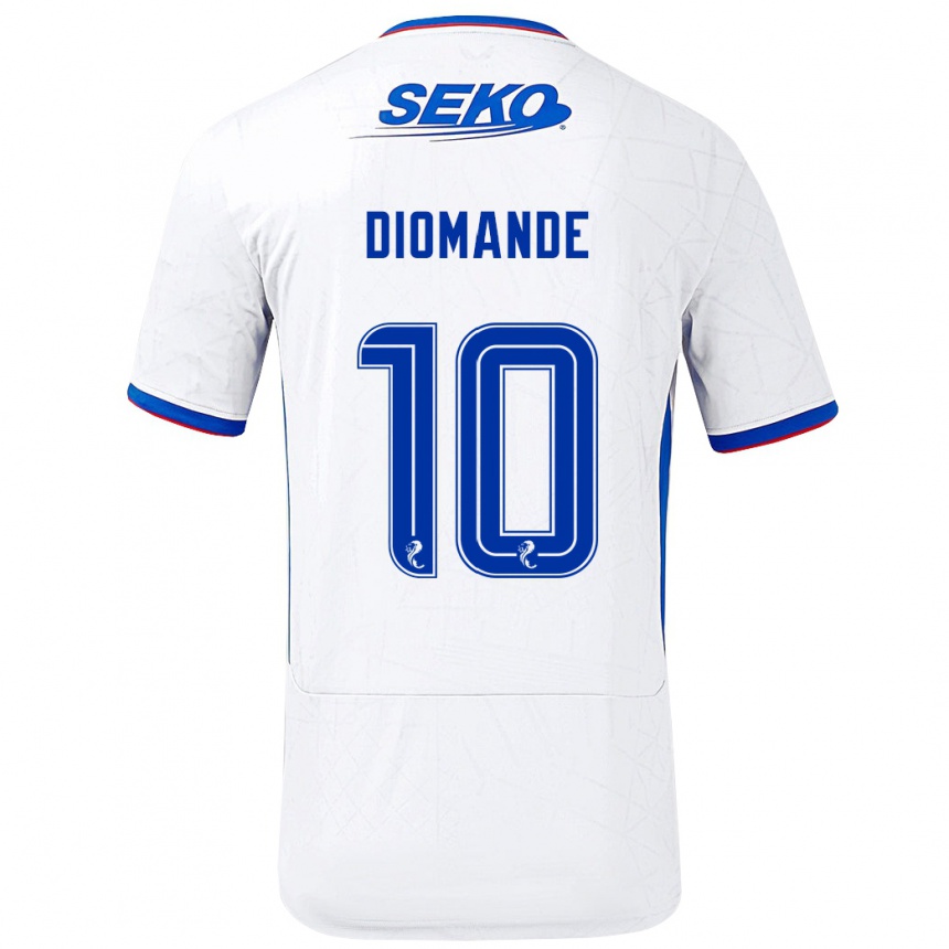 Kids Football Mohamed Diomandé #10 White Blue Away Jersey 2024/25 T-Shirt Nz