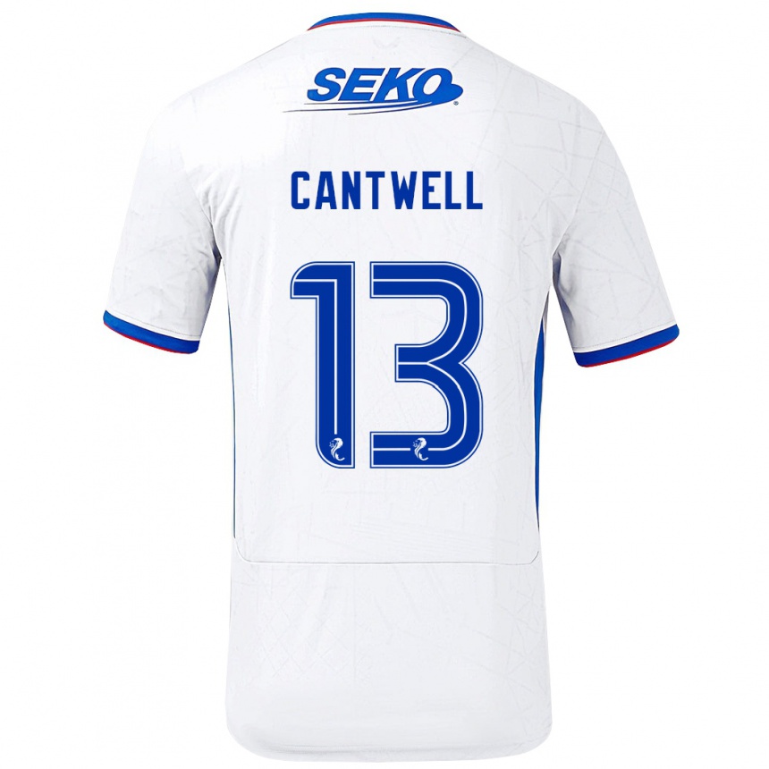 Kids Football Todd Cantwell #13 White Blue Away Jersey 2024/25 T-Shirt Nz