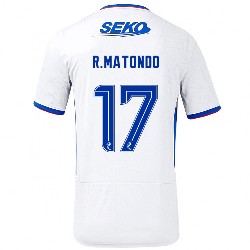 Kids Football Rabbi Matondo #17 White Blue Away Jersey 2024/25 T-Shirt Nz