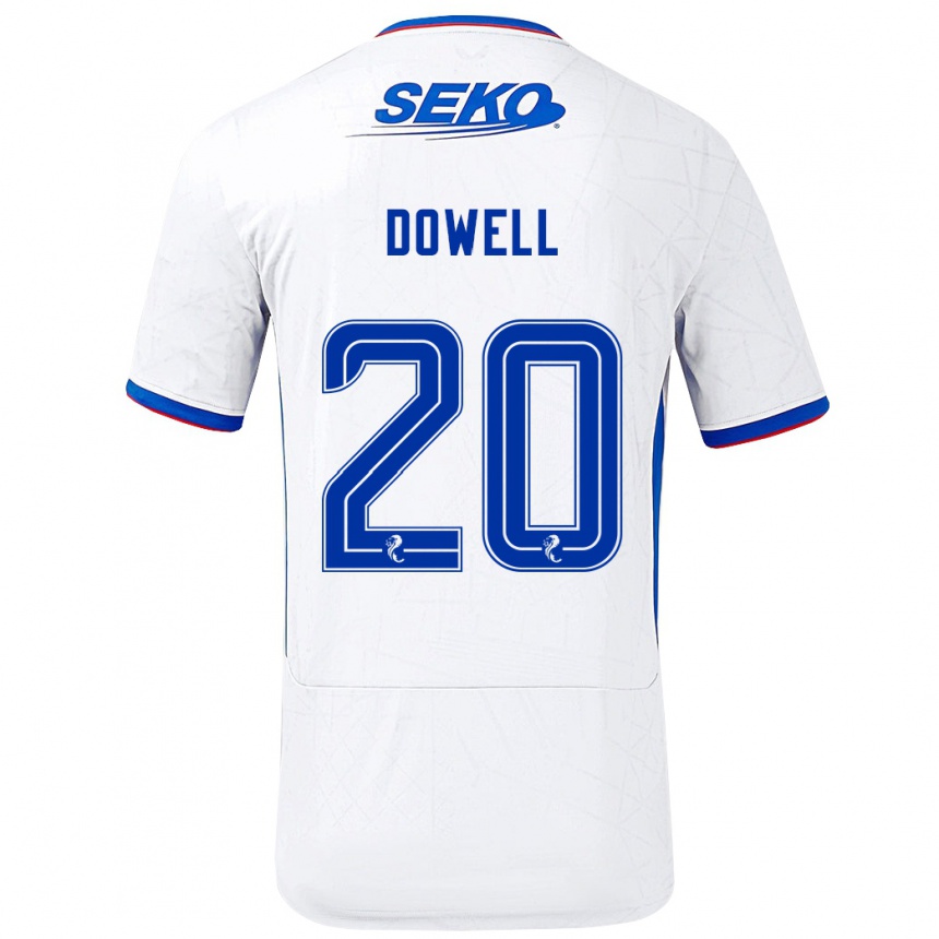 Kids Football Kieran Dowell #20 White Blue Away Jersey 2024/25 T-Shirt Nz