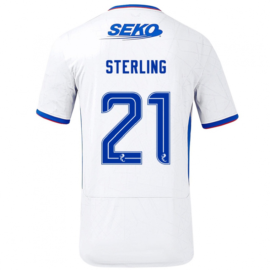 Kids Football Dujon Sterling #21 White Blue Away Jersey 2024/25 T-Shirt Nz