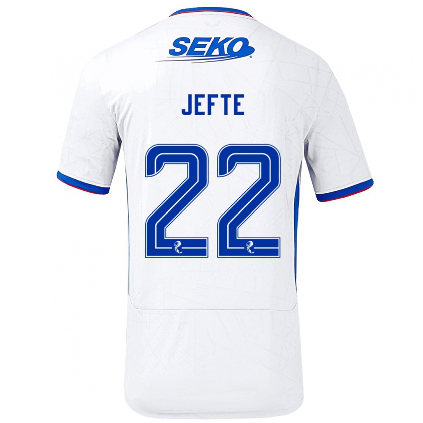 Kids Football Jefté #22 White Blue Away Jersey 2024/25 T-Shirt Nz