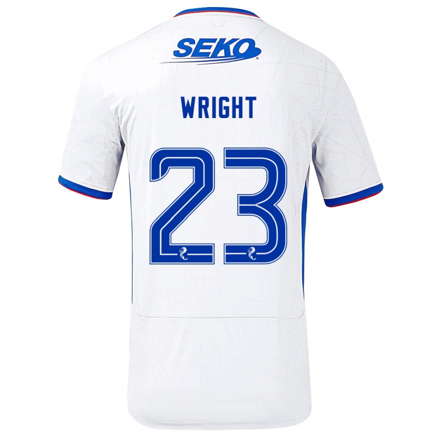 Kids Football Scott Wright #23 White Blue Away Jersey 2024/25 T-Shirt Nz