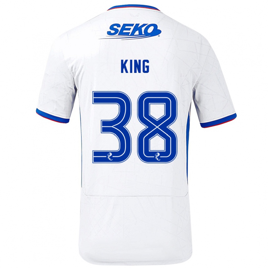 Kids Football Leon King #38 White Blue Away Jersey 2024/25 T-Shirt Nz