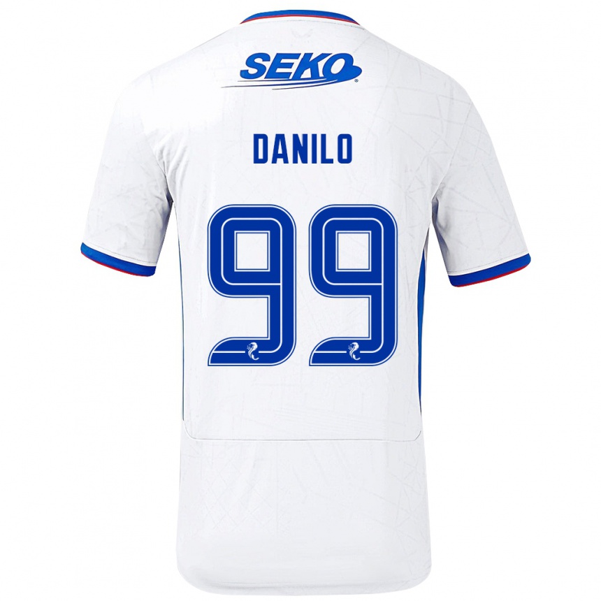 Kids Football Danilo #99 White Blue Away Jersey 2024/25 T-Shirt Nz