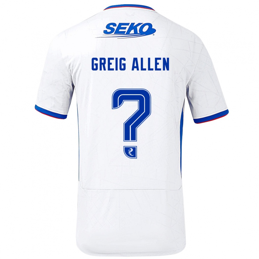 Kids Football Greig Allen #0 White Blue Away Jersey 2024/25 T-Shirt Nz