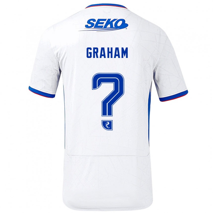 Kids Football James Graham #0 White Blue Away Jersey 2024/25 T-Shirt Nz