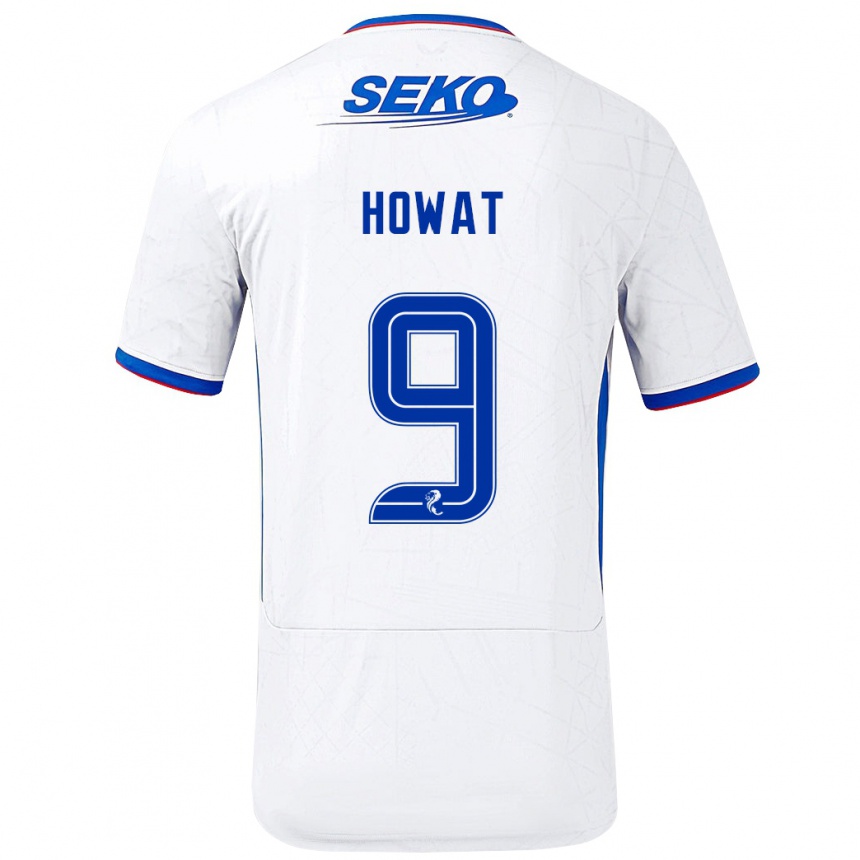 Kids Football Kirsty Howat #9 White Blue Away Jersey 2024/25 T-Shirt Nz