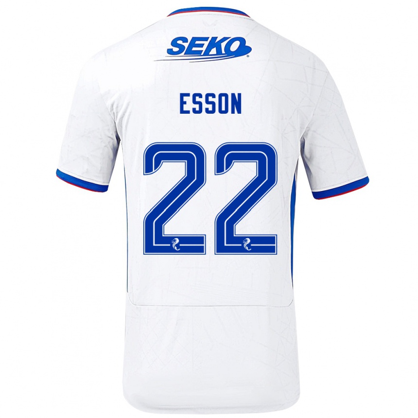 Kids Football Victoria Esson #22 White Blue Away Jersey 2024/25 T-Shirt Nz