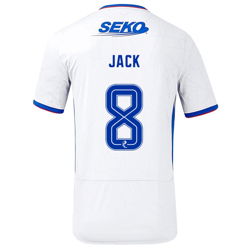 Kids Football Ryan Jack #8 White Blue Away Jersey 2024/25 T-Shirt Nz