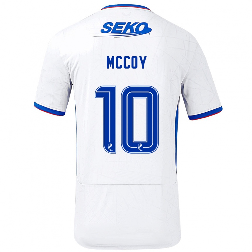 Kids Football Kayla Mccoy #10 White Blue Away Jersey 2024/25 T-Shirt Nz