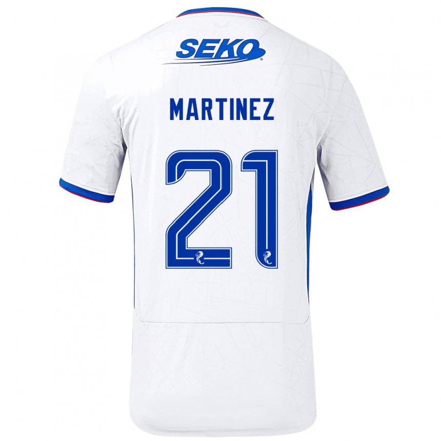 Kids Football Lisa Martinez #21 White Blue Away Jersey 2024/25 T-Shirt Nz