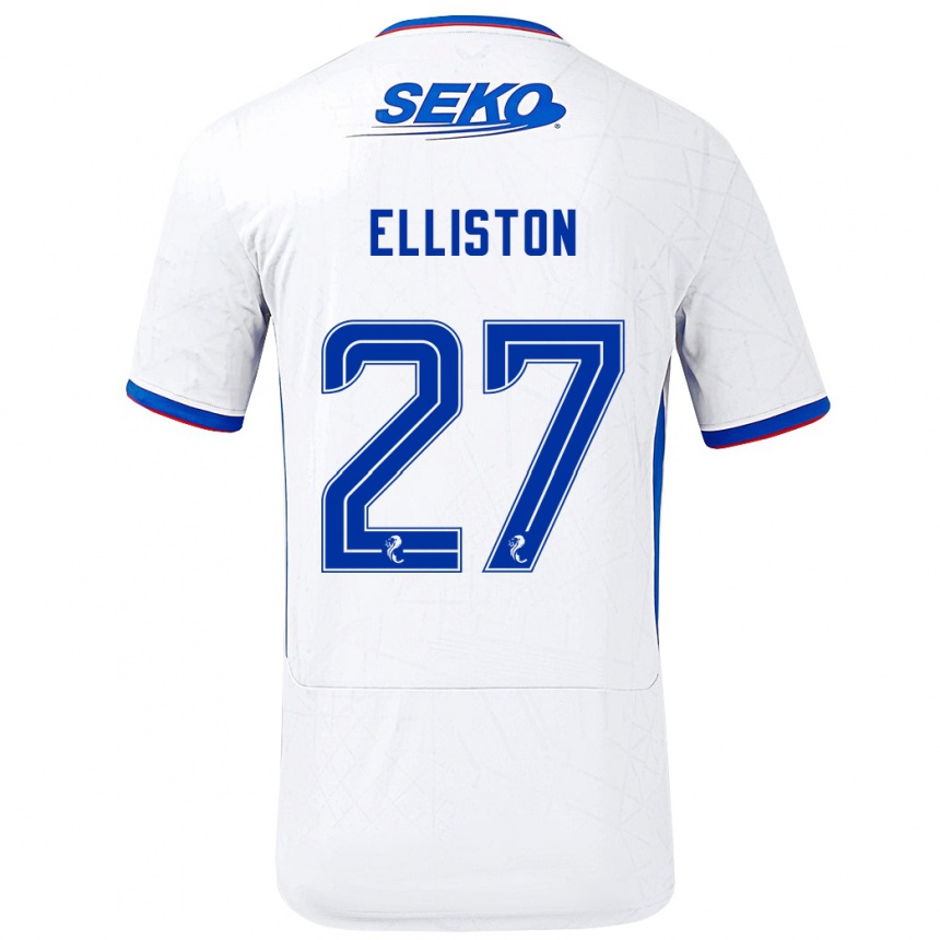 Kids Football Maddie Elliston #27 White Blue Away Jersey 2024/25 T-Shirt Nz