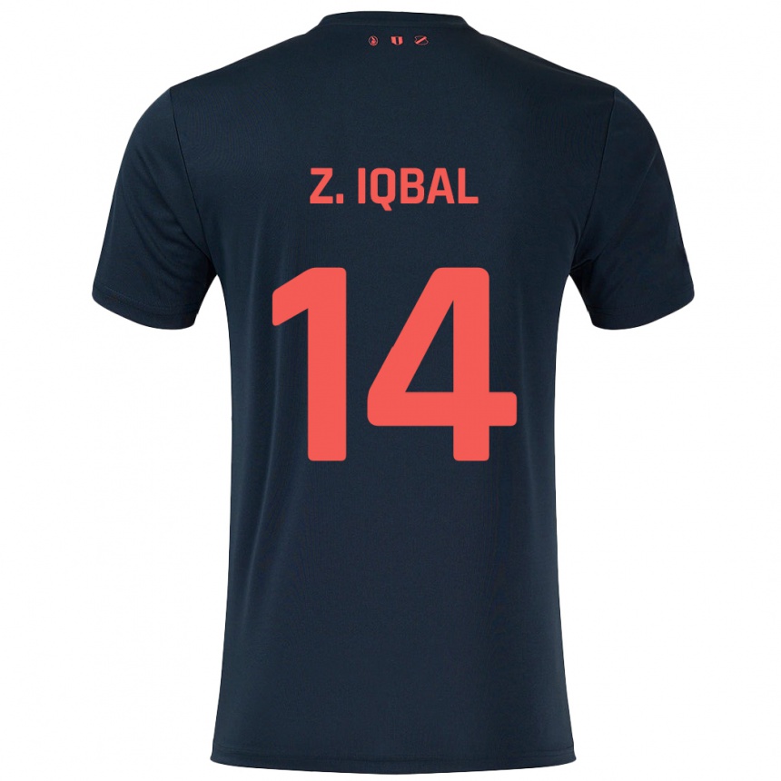 Kids Football Zidane Iqbal #14 Black Red Away Jersey 2024/25 T-Shirt Nz