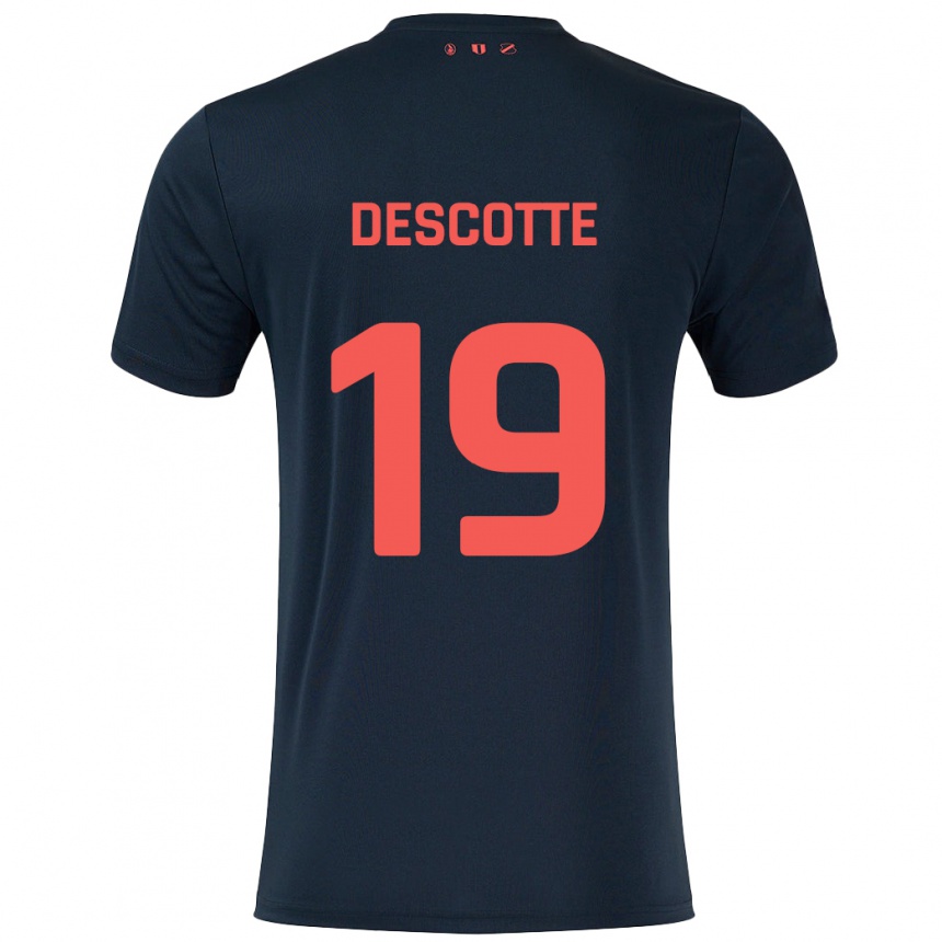 Kids Football Anthony Descotte #19 Black Red Away Jersey 2024/25 T-Shirt Nz