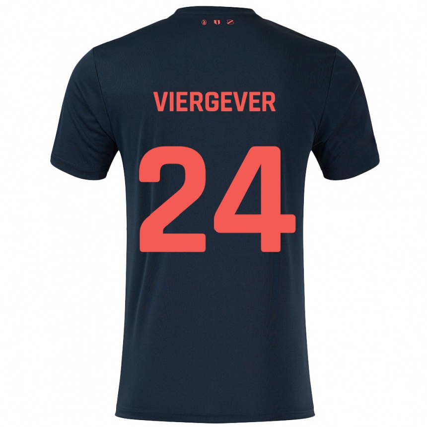 Kids Football Nick Viergever #24 Black Red Away Jersey 2024/25 T-Shirt Nz