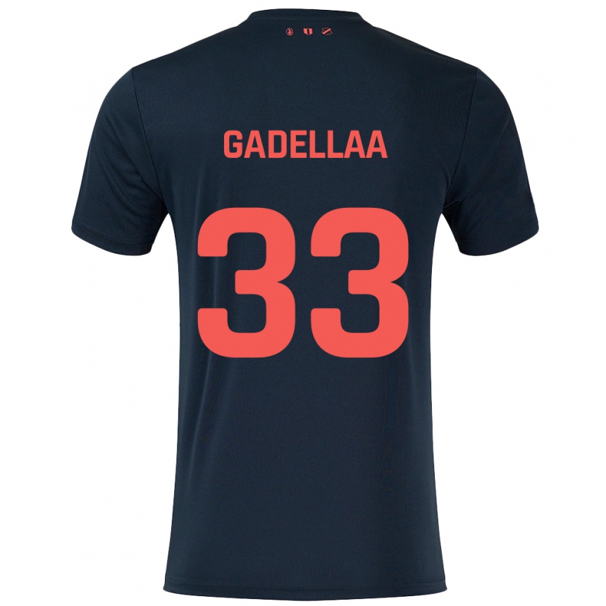 Kids Football Kevin Gadellaa #33 Black Red Away Jersey 2024/25 T-Shirt Nz