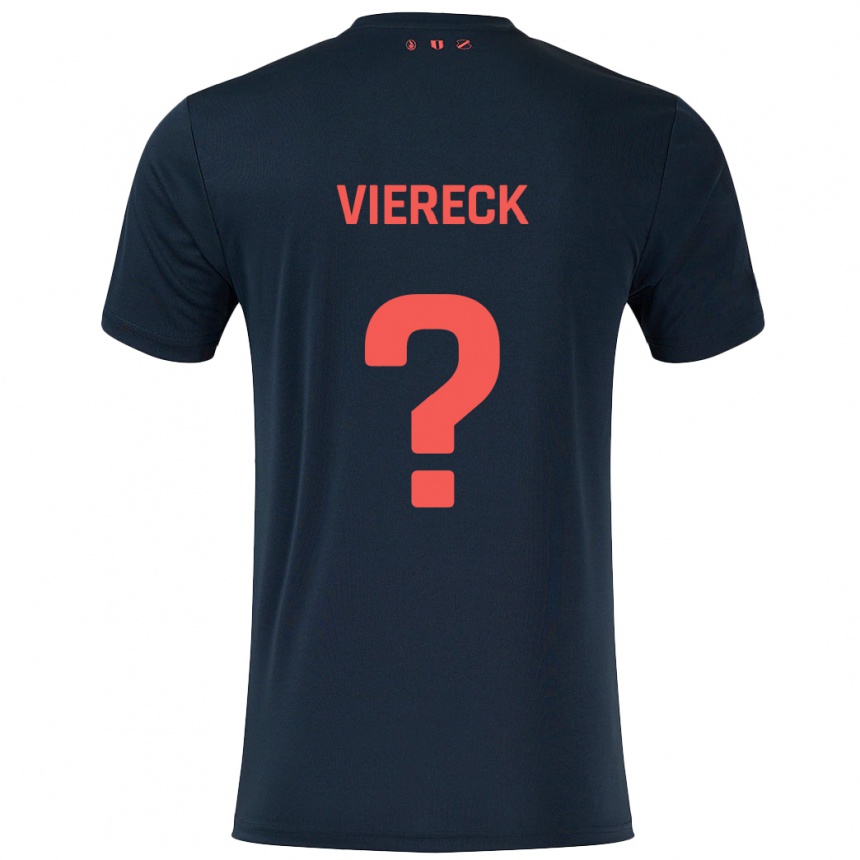 Kids Football Neal Viereck #0 Black Red Away Jersey 2024/25 T-Shirt Nz