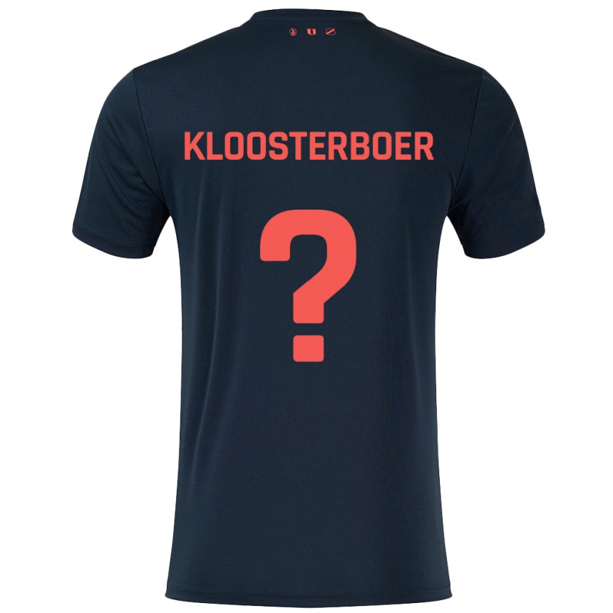 Kids Football Per Kloosterboer #0 Black Red Away Jersey 2024/25 T-Shirt Nz