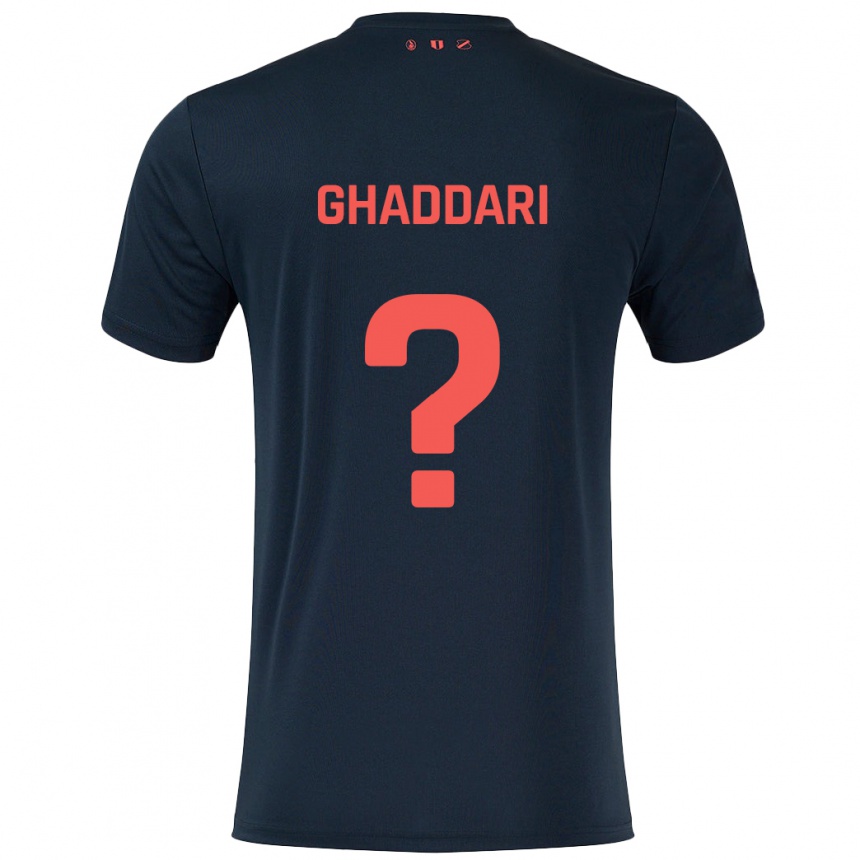 Kids Football Massien Ghaddari #0 Black Red Away Jersey 2024/25 T-Shirt Nz