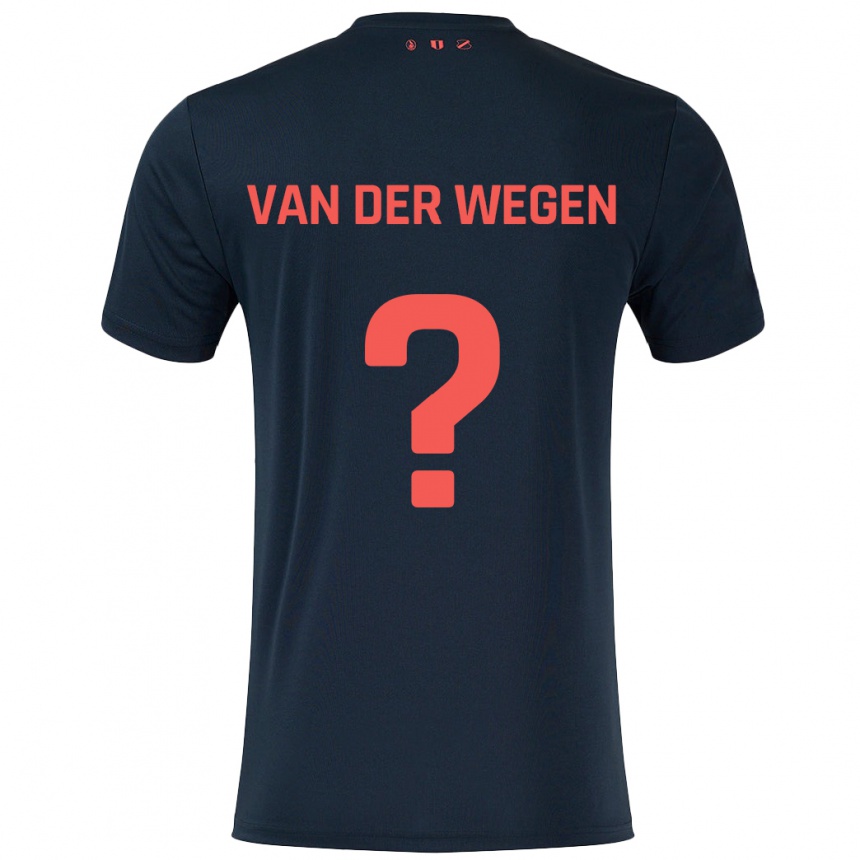 Kids Football Sil Van Der Wegen #0 Black Red Away Jersey 2024/25 T-Shirt Nz