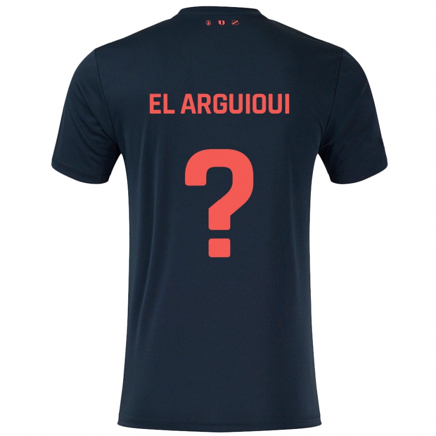 Kids Football Rafik El Arguioui #0 Black Red Away Jersey 2024/25 T-Shirt Nz