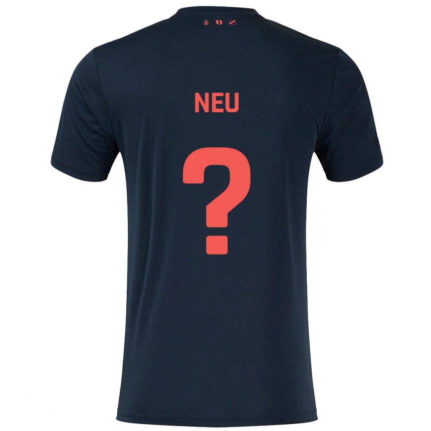 Kids Football Luca Neu #0 Black Red Away Jersey 2024/25 T-Shirt Nz