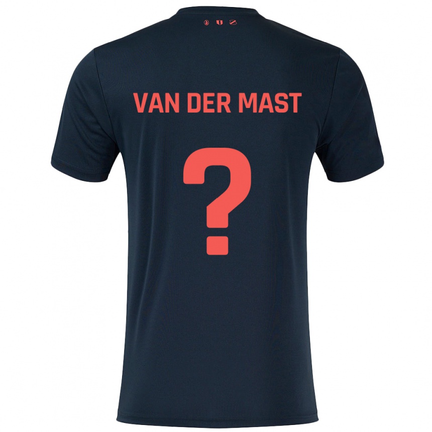 Kids Football Hylke Van Der Mast #0 Black Red Away Jersey 2024/25 T-Shirt Nz