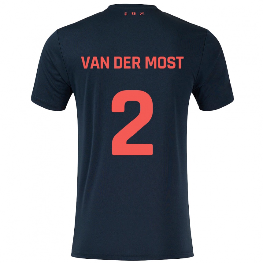 Kids Football Liza Van Der Most #2 Black Red Away Jersey 2024/25 T-Shirt Nz