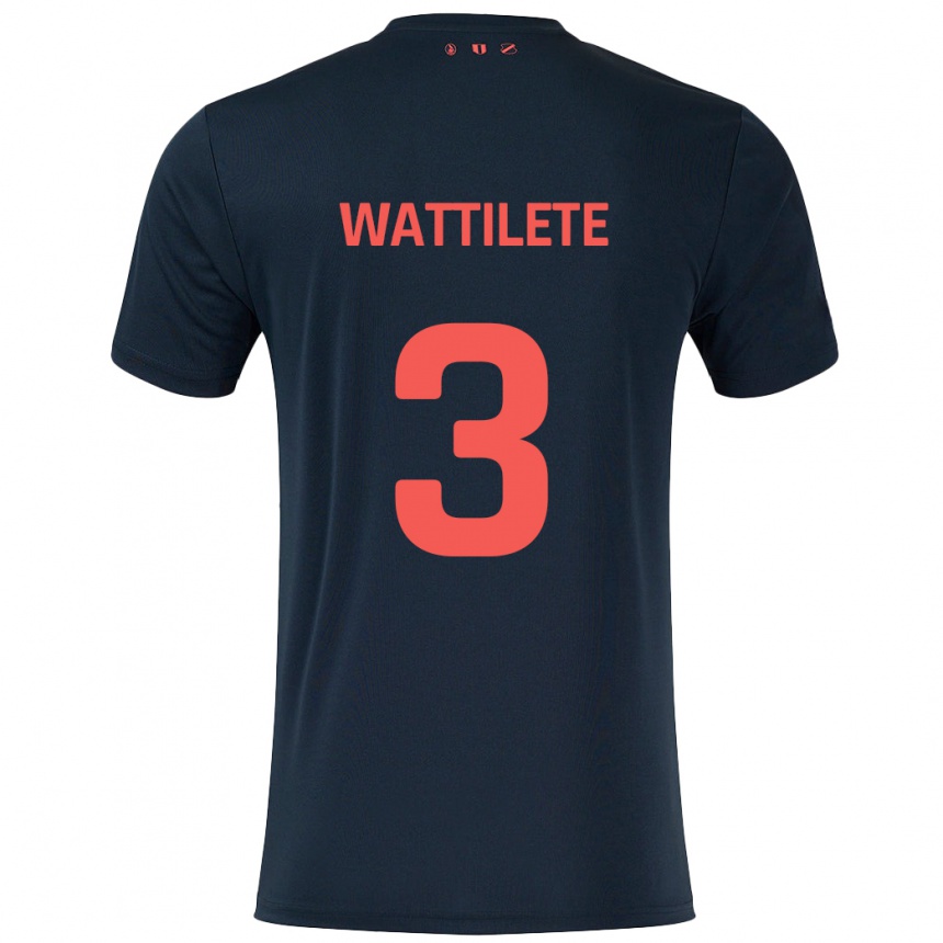 Kids Football Julia Wattilete #3 Black Red Away Jersey 2024/25 T-Shirt Nz