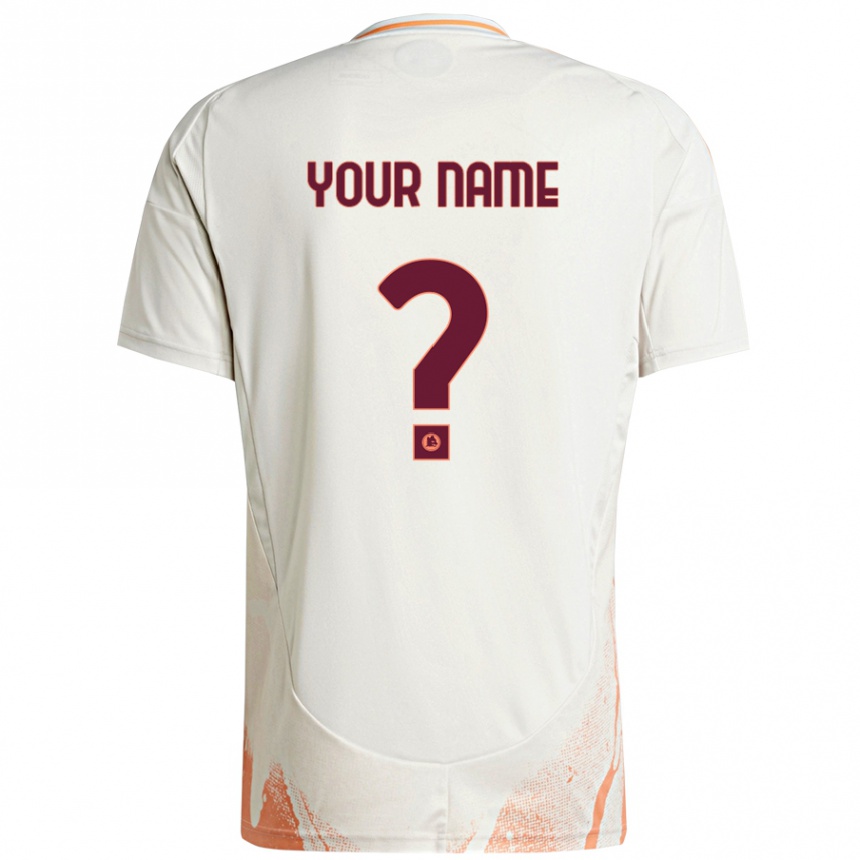 Kids Football Your Name #0 Cream White Orange Away Jersey 2024/25 T-Shirt Nz