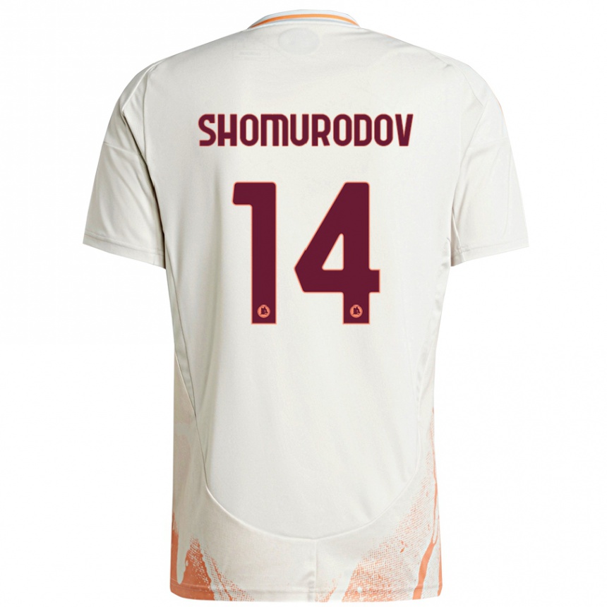 Kids Football Eldor Shomurodov #14 Cream White Orange Away Jersey 2024/25 T-Shirt Nz