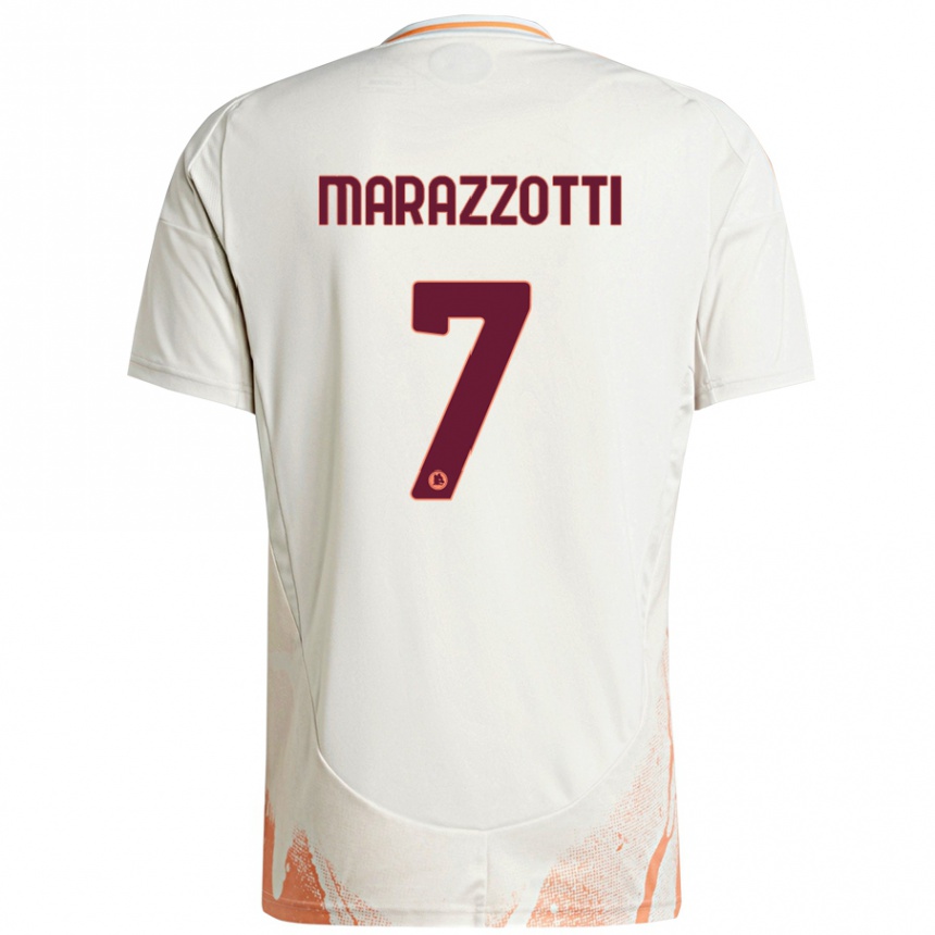 Kids Football Fabrizio Marazzotti #7 Cream White Orange Away Jersey 2024/25 T-Shirt Nz