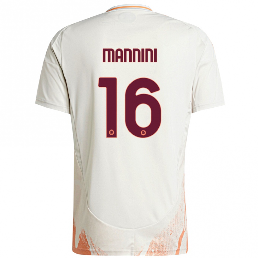 Kids Football Mattia Mannini #16 Cream White Orange Away Jersey 2024/25 T-Shirt Nz