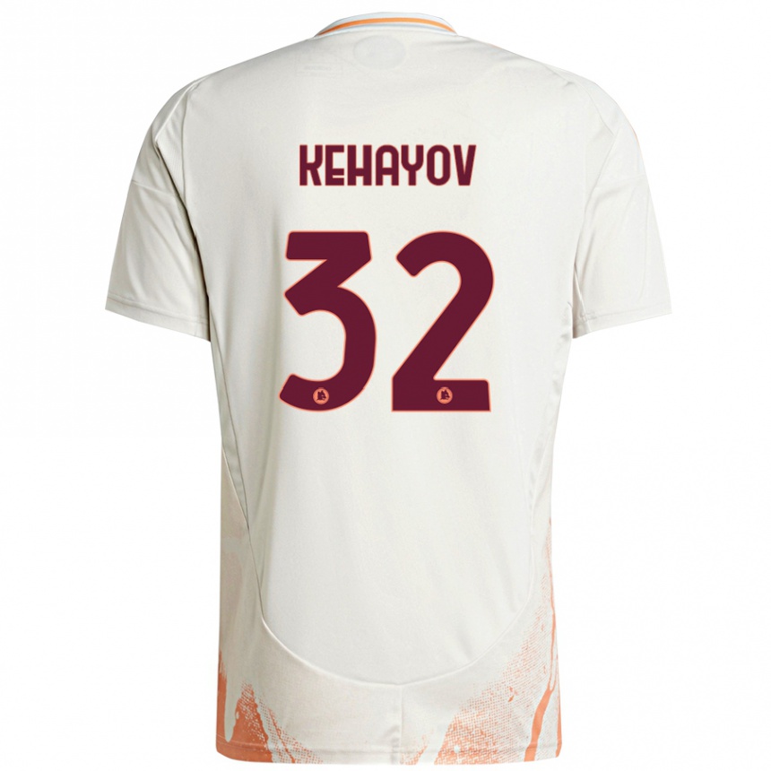 Kids Football Atanas Kehayov #32 Cream White Orange Away Jersey 2024/25 T-Shirt Nz