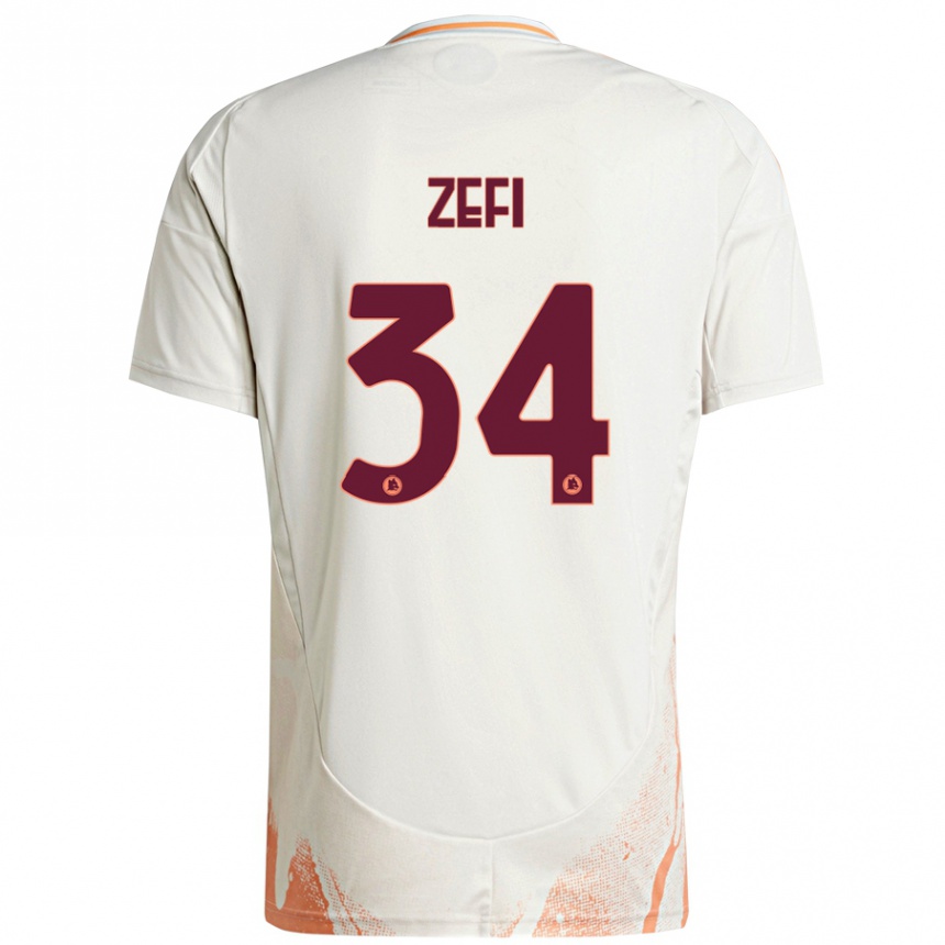 Kids Football Kevin Zefi #34 Cream White Orange Away Jersey 2024/25 T-Shirt Nz