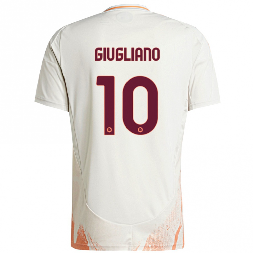 Kids Football Manuela Giugliano #10 Cream White Orange Away Jersey 2024/25 T-Shirt Nz