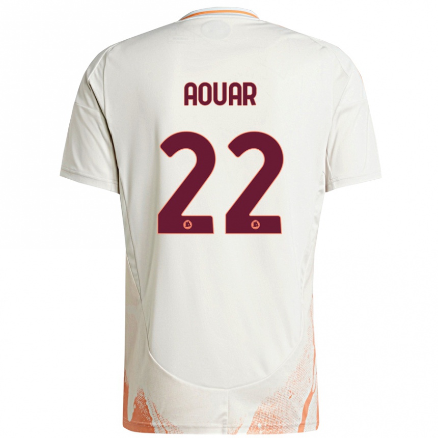 Kids Football Houssem Aouar #22 Cream White Orange Away Jersey 2024/25 T-Shirt Nz