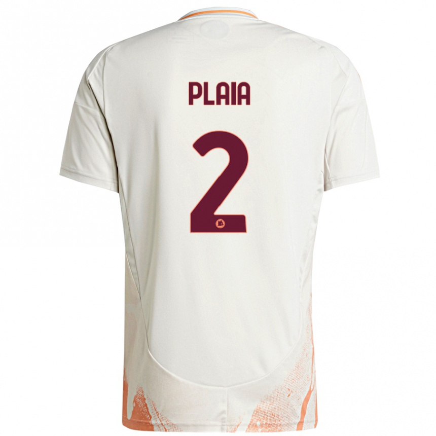 Kids Football Matteo Plaia #2 Cream White Orange Away Jersey 2024/25 T-Shirt Nz