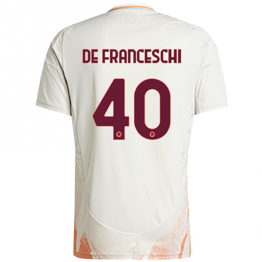 Kids Football Leonardo De Franceschi #40 Cream White Orange Away Jersey 2024/25 T-Shirt Nz