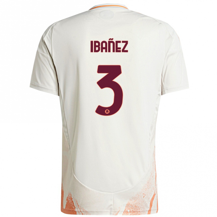 Kids Football Roger Ibanez #3 Cream White Orange Away Jersey 2024/25 T-Shirt Nz