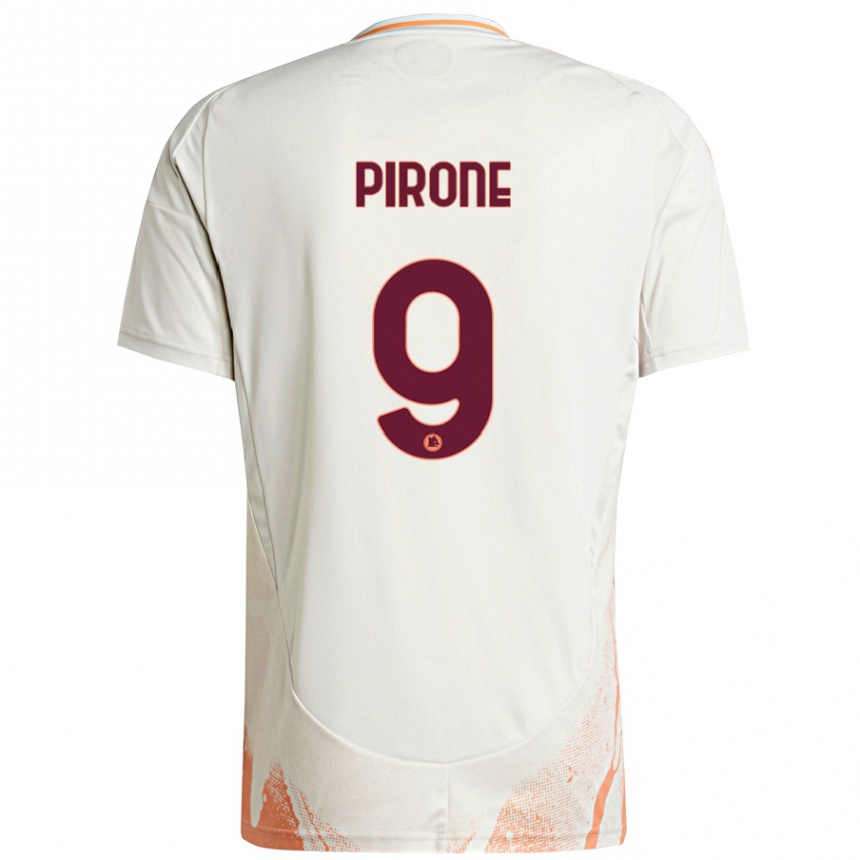 Kids Football Valeria Pirone #9 Cream White Orange Away Jersey 2024/25 T-Shirt Nz