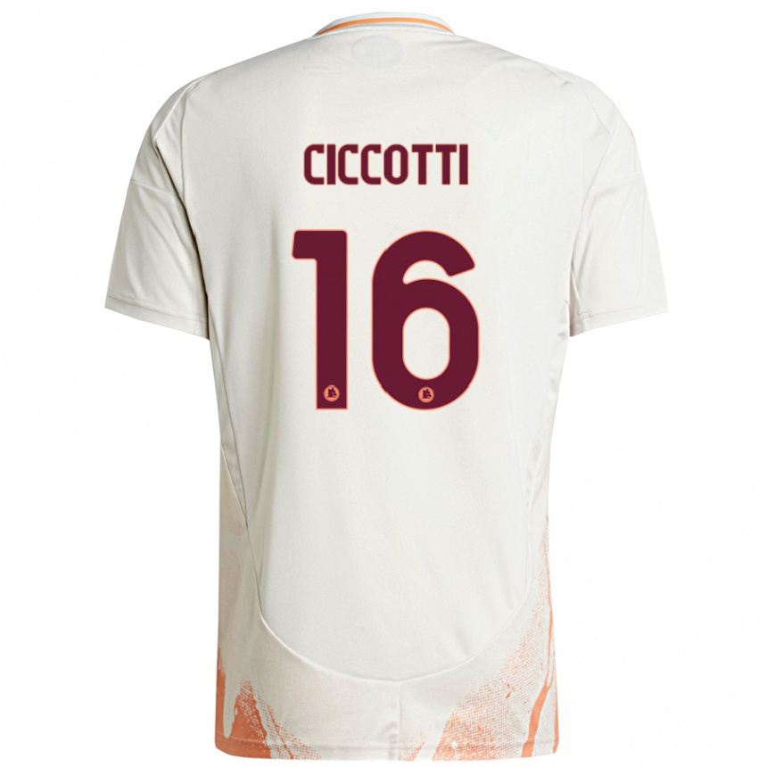 Kids Football Claudia Ciccotti #16 Cream White Orange Away Jersey 2024/25 T-Shirt Nz