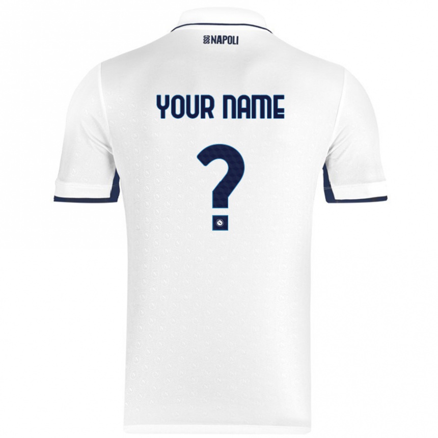 Kids Football Your Name #0 White Royal Blue Away Jersey 2024/25 T-Shirt Nz