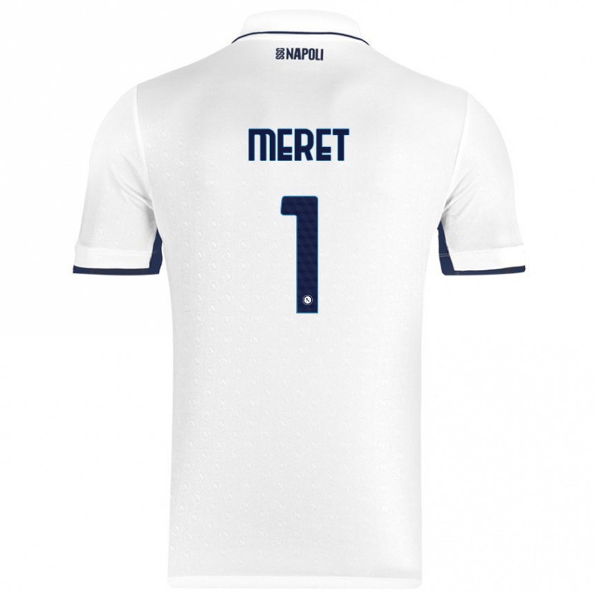 Kids Football Alex Meret #1 White Royal Blue Away Jersey 2024/25 T-Shirt Nz