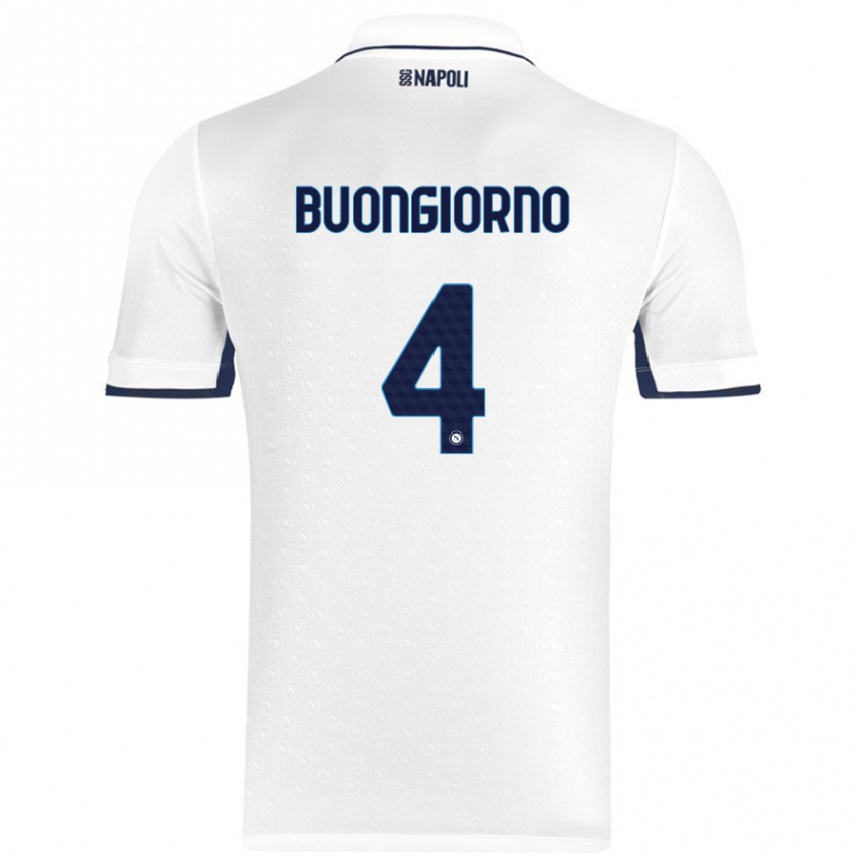 Kids Football Alessandro Buongiorno #4 White Royal Blue Away Jersey 2024/25 T-Shirt Nz