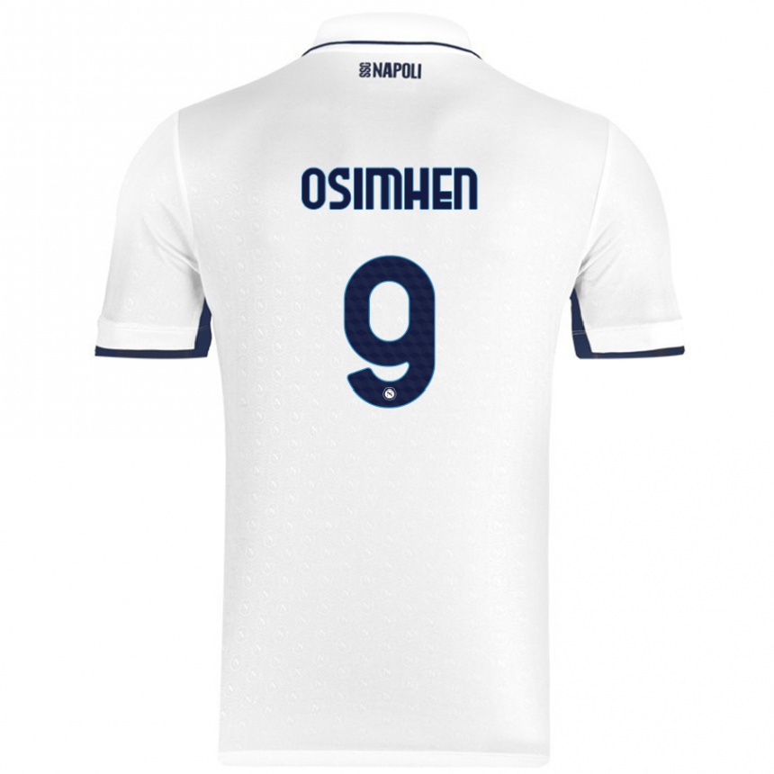 Kids Football Victor Osimhen #9 White Royal Blue Away Jersey 2024/25 T-Shirt Nz