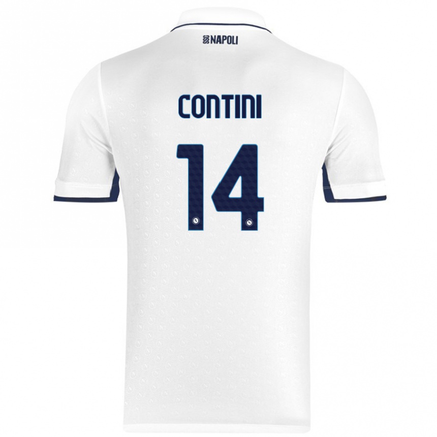 Kids Football Nikita Contini #14 White Royal Blue Away Jersey 2024/25 T-Shirt Nz